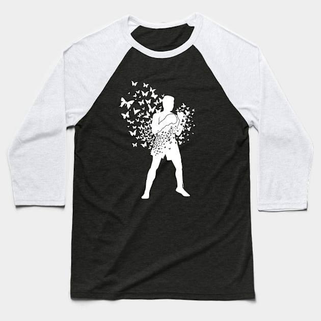Boxing Series: Float Like a Butterfly (White Graphic) Baseball T-Shirt by Jarecrow 
